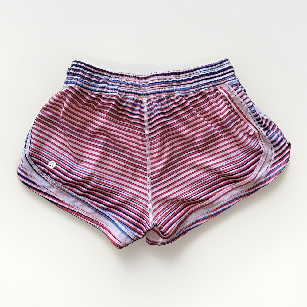 Lululemon Make A Move Shorts Women's Size 10 Pink Striped LINER REMOVED Gym Run